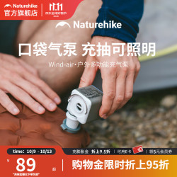 挪客户外 挪客迷你便携多功能双孔充气泵户外露营电动充气泵充抽照明三合一 冷杉绿