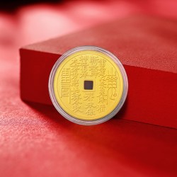 老庙黄金 老庙山鬼花钱币摆件平安黄金足金送礼收藏送朋友生日礼物
