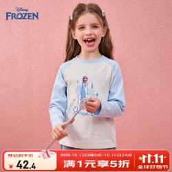 迪士尼 童装冰雪奇缘女童Tt恤2026春秋新款圆领长袖时尚百搭套头上衣打底