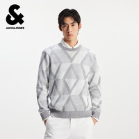 杰克琼斯 杰克·琼斯（JACK&JONES）男装毛衣休闲新款简约纯色提花直筒圆领针织衫上衣225313013 A06雪白色
