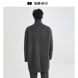 伯爵卓尔 可拆卸鹅绒内胆 羊毛混纺大衣 墨隐黑 S(165)