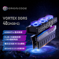 OC LAB 台式机内存条 48G(24G×2)套装 DDR5 6200频率  Origin Code炫光 RGB灯条(C28) 黑 带独立风扇