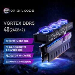 OC LAB 台式机内存条 48G(24G×2)套装 DDR5 6200频率  Origin Code炫光 RGB灯条(C28) 黑 带独立风扇