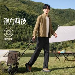 乔丹 防泼水运动裤男秋冬弹力宽松加厚梭织长裤拉链口袋