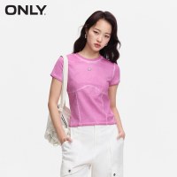 ONLY 夏季新款时尚纯色水洗圆领合身短款短袖T恤女