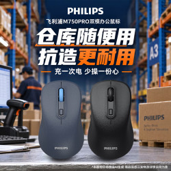 飞利浦 SPK7538P无线蓝牙鼠标 双模轻音办公鼠标充电款 人体工学苹果mac台式