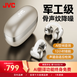 JVC HJ-ME27A骨声纹骨传导蓝牙耳机耳夹式 AI智能运动跑步超长续航不入耳挂