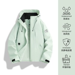 秋冬山系户外冲锋衣女三合一防风防水登山服男连帽外套可拆卸内胆