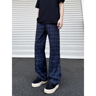 YORK ZOOM 夏季cleanfit蓝色格子裤男款薄款运动裤美式潮牌百搭休闲直筒裤