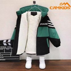 CAMKIDS 秋冬男童棉袄加绒加厚男孩棉衣外套中大童休闲儿童冬季夹克派克服