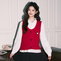 I.T CHOCOOLATE法式氛围感针织衫女春秋季复古毛衣百搭马甲