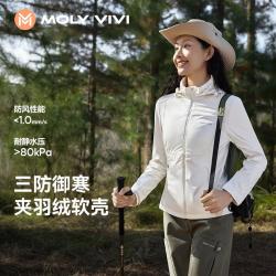 MOLY VIVI 修身软壳羽绒外套女鹅绒秋冬户外三防通勤百搭外套