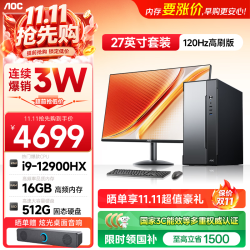 AOC 电脑主机高性能家用办公商用台式整机荣光T260（12代酷睿i9-12900HX 16G 512G  三年上门）+27