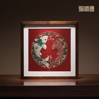 铜师傅 手工錾刻 铜雕画《双鱼呈祥（桌面）》书房摆件装饰画