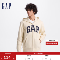 Gap 609115 碳素磨毛字母logo连帽抓绒卫衣 米色 L