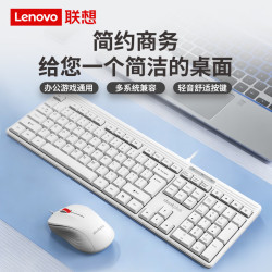 thinkplus 联想有线键盘鼠标套装 键鼠套装 全尺寸键盘 经典Think红点 商务办公 KM110Pro白色