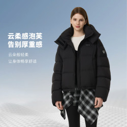坦博尔 春季新款羽绒服女短款休闲时尚保暖外套TB5530328D 黑色 S