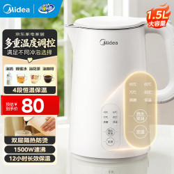 美的 SH15X301 侧显温度 1.5L 白色 电水壶
