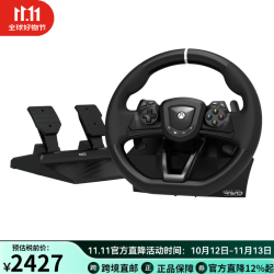 HORI 11 英寸半径赛车方向盘和踏板 无线赛车方向盘Overdrive 适用于Xbox Series X|S / Xbox One  黑色