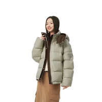 坦博尔 羽绒服女 宽松短款小个子秋冬 可脱卸帽秋冬运动保暖外套 桉树绿