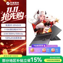 机械革命 蛟龙16Pro 2026 电竞游戏笔记本电脑 R9-8945HX RTX5070Ti 32G 2T 灰