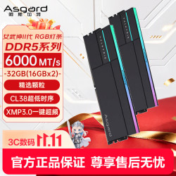 阿斯加特 32GB(16GBx2) DDR5 6000 台式机内存条 女武神·瓦尔基里II代 RGB灯条 精选颗粒 CL38黑