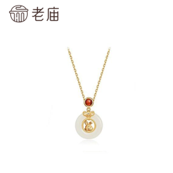 老庙黄金 老庙银项链送女友老婆节日生日礼物 足银生肖兔项链