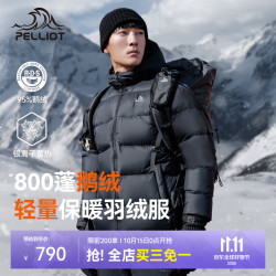 伯希和 800蓬鹅绒羽绒服男女秋冬户外防风棉衣保暖外套滑雪服登山服男 曜石黑 L