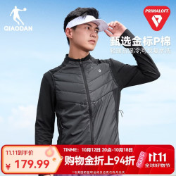 乔丹 金标P棉服男秋冬季防泼水运动马甲专业马拉松跑步保暖马夹外套 黑色  5XL