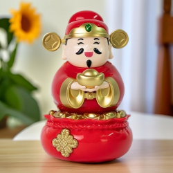 太阳能摇摆财神爷招财家居车载办公室桌面喜庆摆件汽车中控台装饰