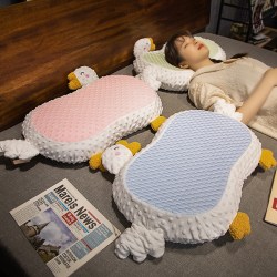 可爱猫肚皮记忆棉枕头枕芯冰丝豆豆枕女夏季护颈椎助睡眠男生专用