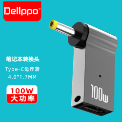 Delippo 笔记本电脑100W转接头Type-C转4.0*1.7MM适用神舟优雅机械革命联想红米RedmiBook14/19V3.42A4.74A