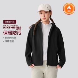 斯凯奇 秋季加绒梭织运动外套女连帽外套夹克女