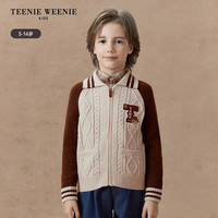 TEENIE WEENIE 男童撞色翻领针织开衫 棕色 140cm