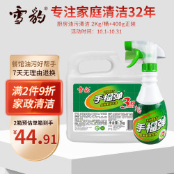雪豹 豹 手榴蛋强力去油污净 厨房重油污清洁剂油烟净整箱桶2kg+400g/瓶