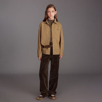 ELLE kids 女童撞色条纹刺绣衬衫 卡其条纹 120cm