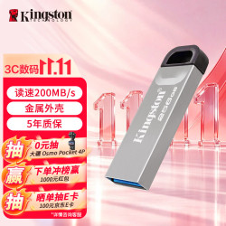金士顿 DataTraveler系列 DTKN USB 3.2 U盘 银色 256GB USB-A