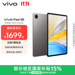 vivo Pad SE 12.3英寸 Android 平板电脑（骁龙 4 Gen2、8GB、256GB、WiFi版、深灰色）