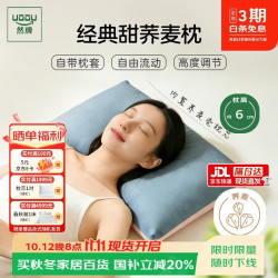 然牌 荞麦枕头 100%全荞麦壳枕头颈椎枕纯棉枕套 蓝粉单只装35x55cm