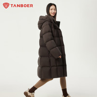 坦博尔 秋冬季新款羽绒服女高充绒量连帽加厚保暖过膝面包冬长款外套