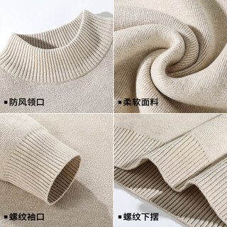 马克华菲 双股重磅半高领加绒保暖针织衫 黑色 XL