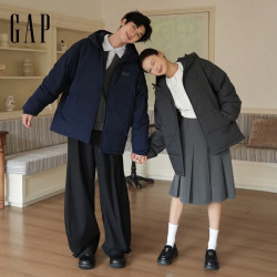 Gap 男装高冲绒连帽泡芙羽绒服 791896