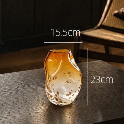 紫香凝 琥珀渐变气泡不规则玻璃花瓶客厅水养鲜花中古艺术高级感桌面摆件