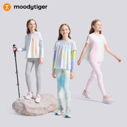 moodytiger 女童紧身裤高弹透气春秋季儿童运动裤简约舒适柔软裤子| 小云朵E 暮紫色 140 cm