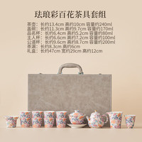 珐琅彩百花茶具套组