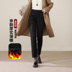 ESE-Y 保暖奥粒绒冬加绒加厚休闲裤女26秋冬新抗寒烟管九分小直筒裤