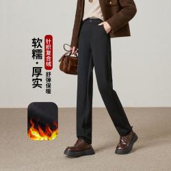ESE-Y 加绒加厚奥粒绒冬保温休闲裤女26冬新抗寒高腰烟管小直筒裤长裤