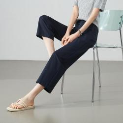 ESE-Y 舒适透气百搭休闲裤子女夏26新薄款高腰九分宽直筒裤