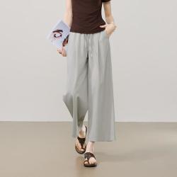 ESE-Y 弹力松紧腰休闲裤女26夏季新款高级感阔腿裤小个子