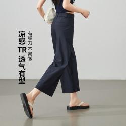 ESE-Y 轻薄易打理休闲裤女26夏新小个子阔腿直筒裤